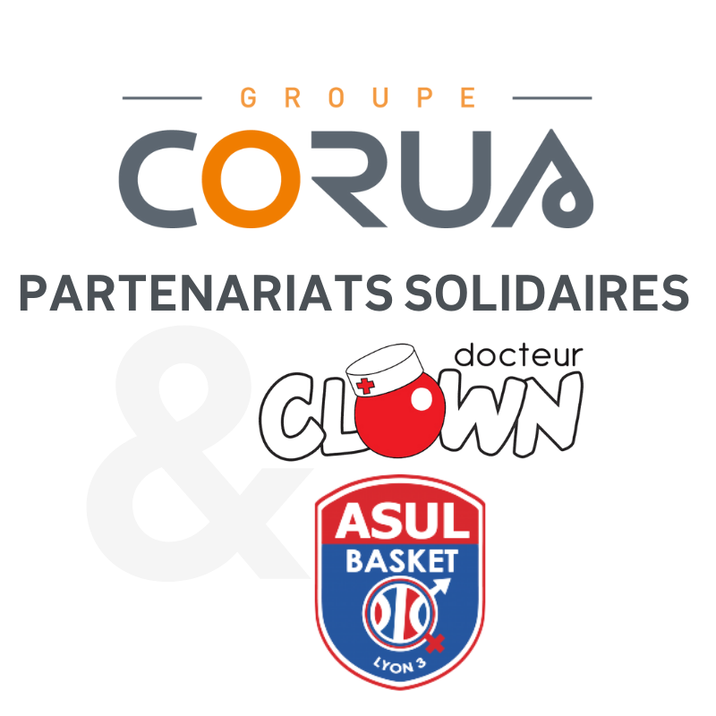 groupe CORUS partenairre solidaire Docteur Clown et ASUL Basket